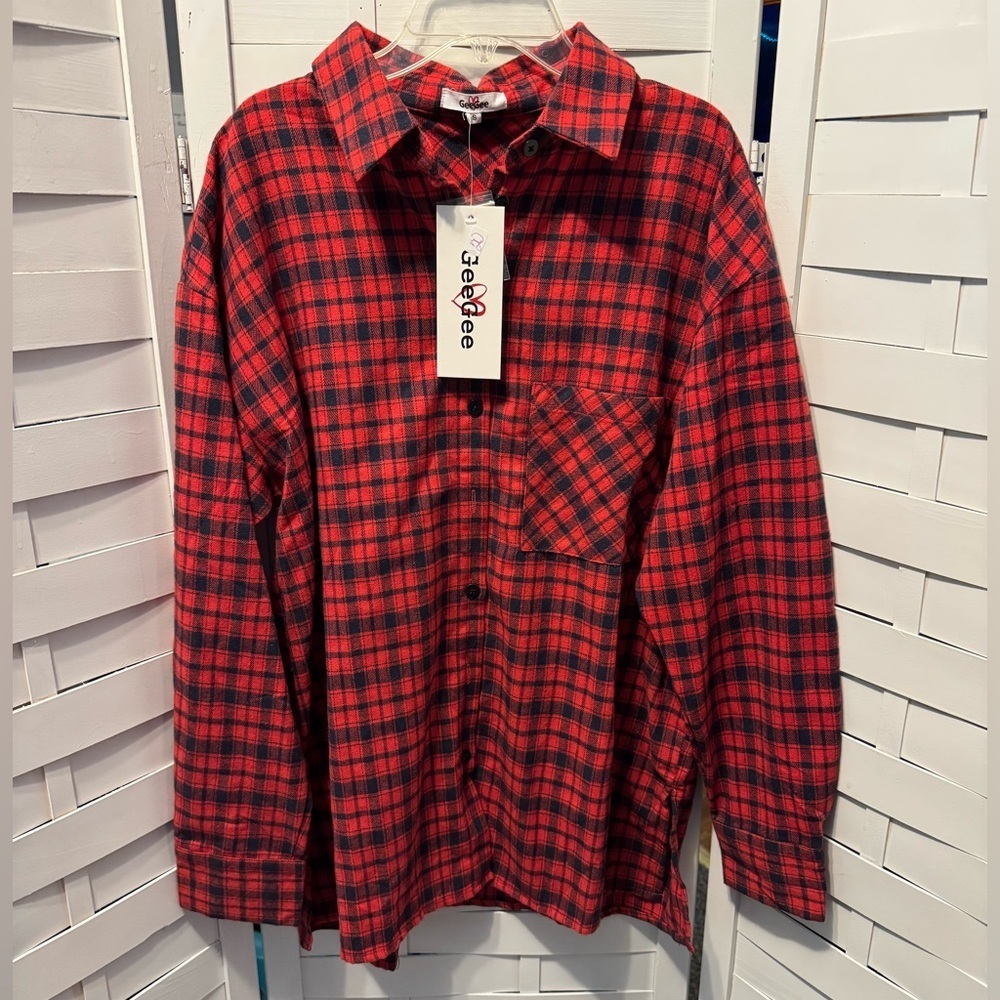 NWT GeeGee Plaid Button Shirt